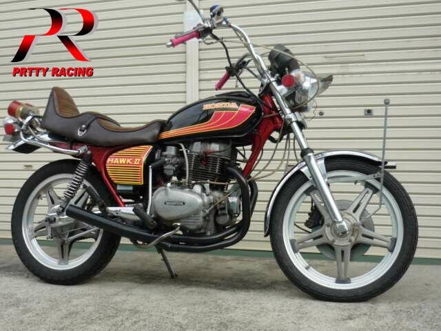 プリティー HONDA CB250T CB400T ホーク2 【忍】 サイドクロス管 PRETTY マフラー 黒_画像1