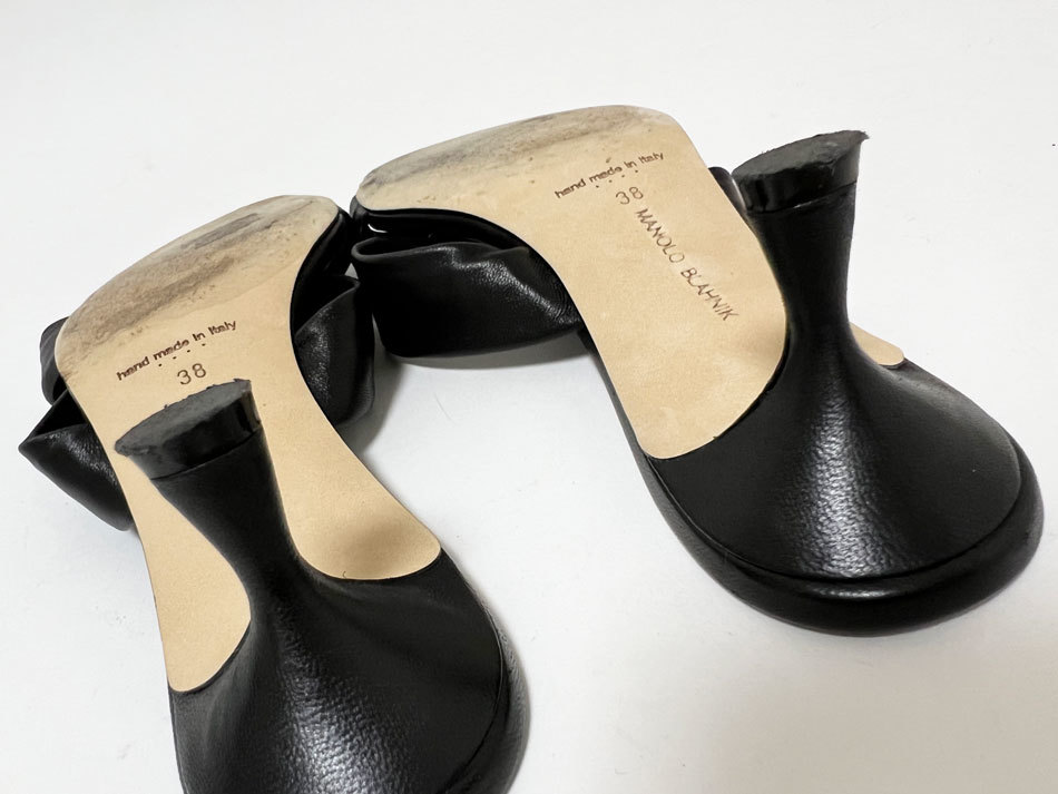 MANOLO BLAHNIK マノロブラニク ミュール サンダル PALLERA NAPPA ナッパ レザー ブラック サイズ:38　121-1665-0003 中古