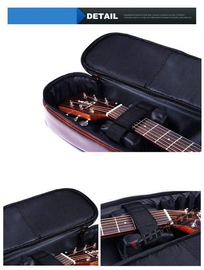 ギターケース PU合皮 ギグバッグ アコギケース セミハードケース アコースティックギターケース41インチ クッション付き 2WA_画像6