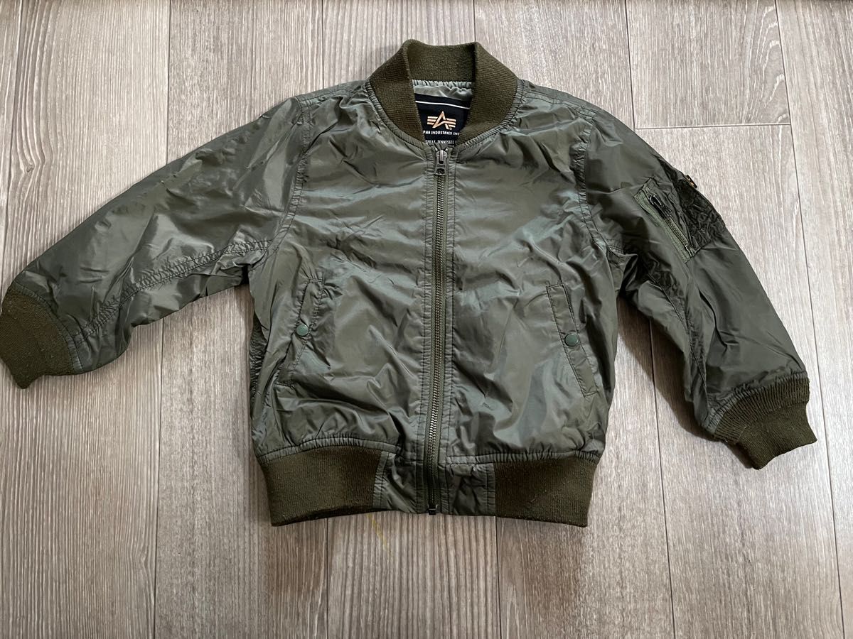 中古　アルファインダストリーズ　ALPHA INDUSTRIES MA-1 ブルゾン　カーキ　ユニセックス　110cm