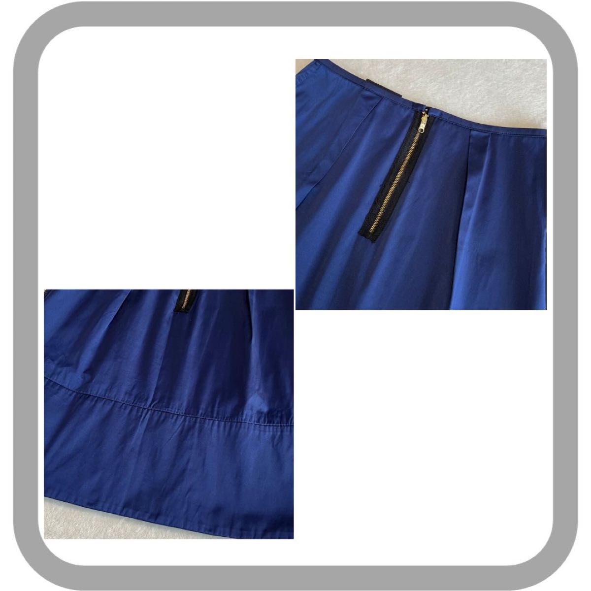 自由区　オンワード　日本製　リバーシブル　膝丈スカート　黒×紺　オフィス　36
