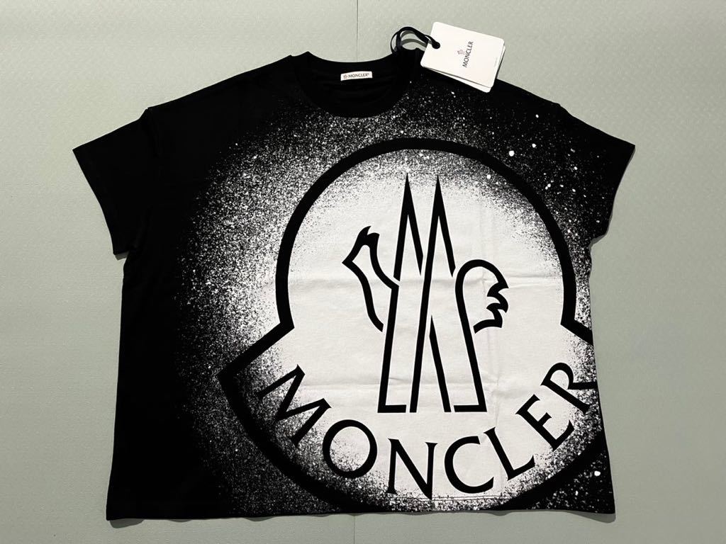 新品 モンクレール MONCLER 最高級　Tシャツ　スノー　ビックロゴ　黒 マーク オーバーサイズ　M モンクレールジャパンタグ付き正規品