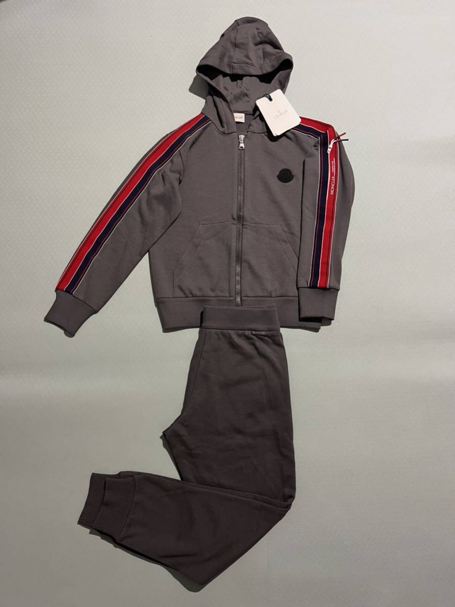 新品 モンクレール MONCLER ジャパンタグ付セットアップ 上下 キッズ 子供 大人 女性Ｓ位グレー ロゴマーク スエット ジャージ パンツ1０_画像1