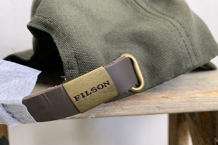 フラッシャー付きデッドストック!FILSONフィルソンレザーストラップバックコットンキャンバス6パネルロガーキャップOneSizeオリーブh23287_画像7