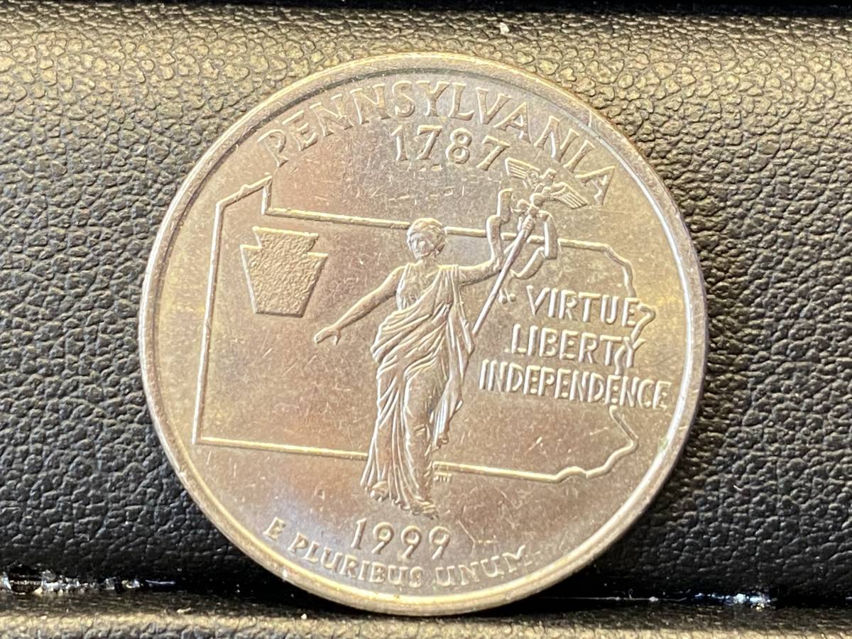 アメリカ　25セント硬貨　クオーター ドルコイン1999年 2000年 2001年 ミントマーク P D 混合 計9枚 古銭 硬貨外国コイン　様々な絵柄★602_画像4