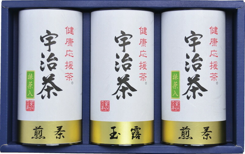 冬の贈り物お歳暮　宇治茶詰合せ(健康応援茶) 抹茶入煎茶（100g）×2、玉露(100g)×1