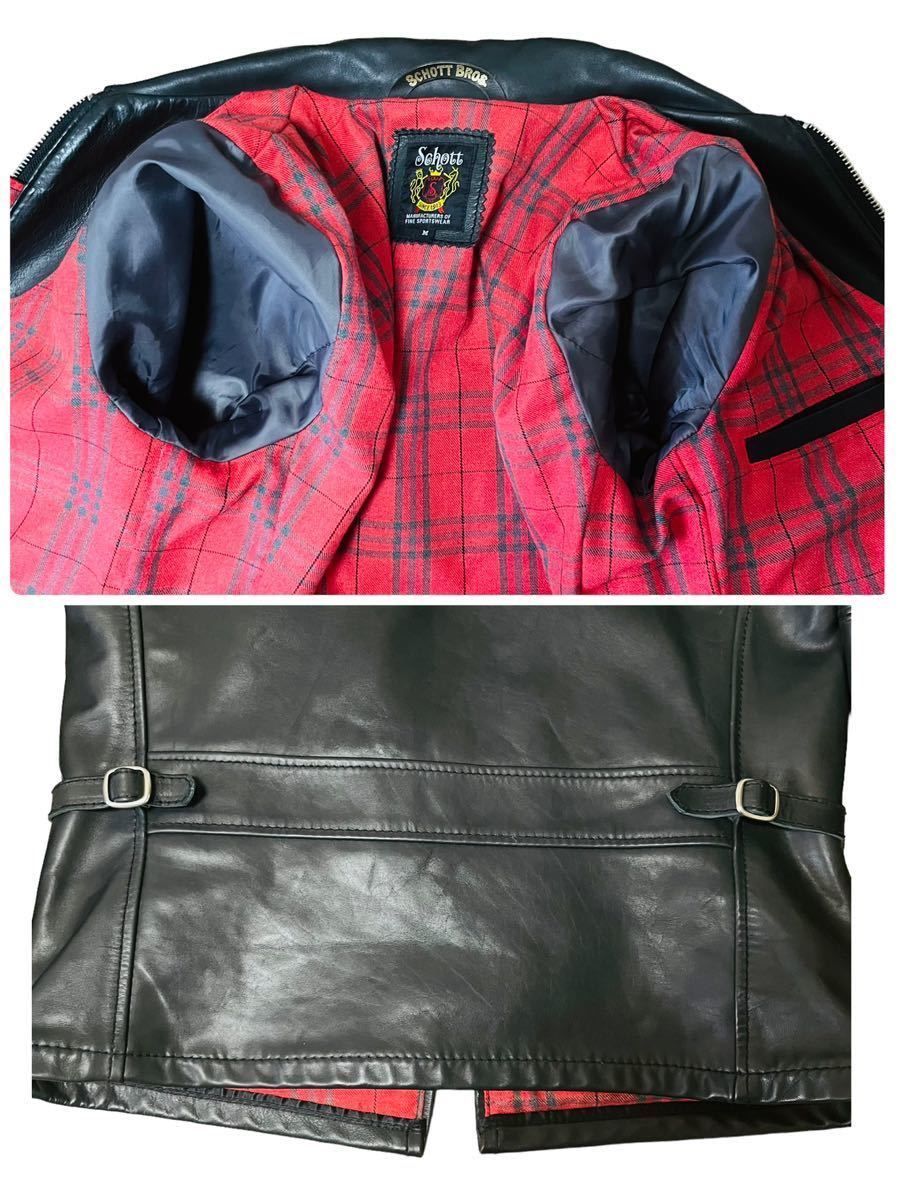 極美品】Schott ライダースジャケット シングルライダース 牛革 極美品】Schott ライダースジャケット シングルライダース 牛革