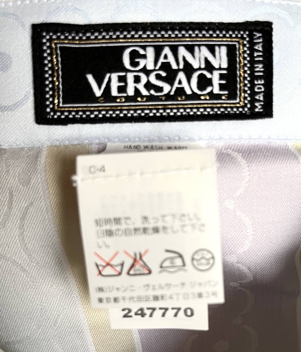 ■ GIANNI VERSACE ジャンニ・ヴェルサーチ クチュール 黒タグ 光沢透かし総織柄 最高級ドレスシャツ 新品_画像5