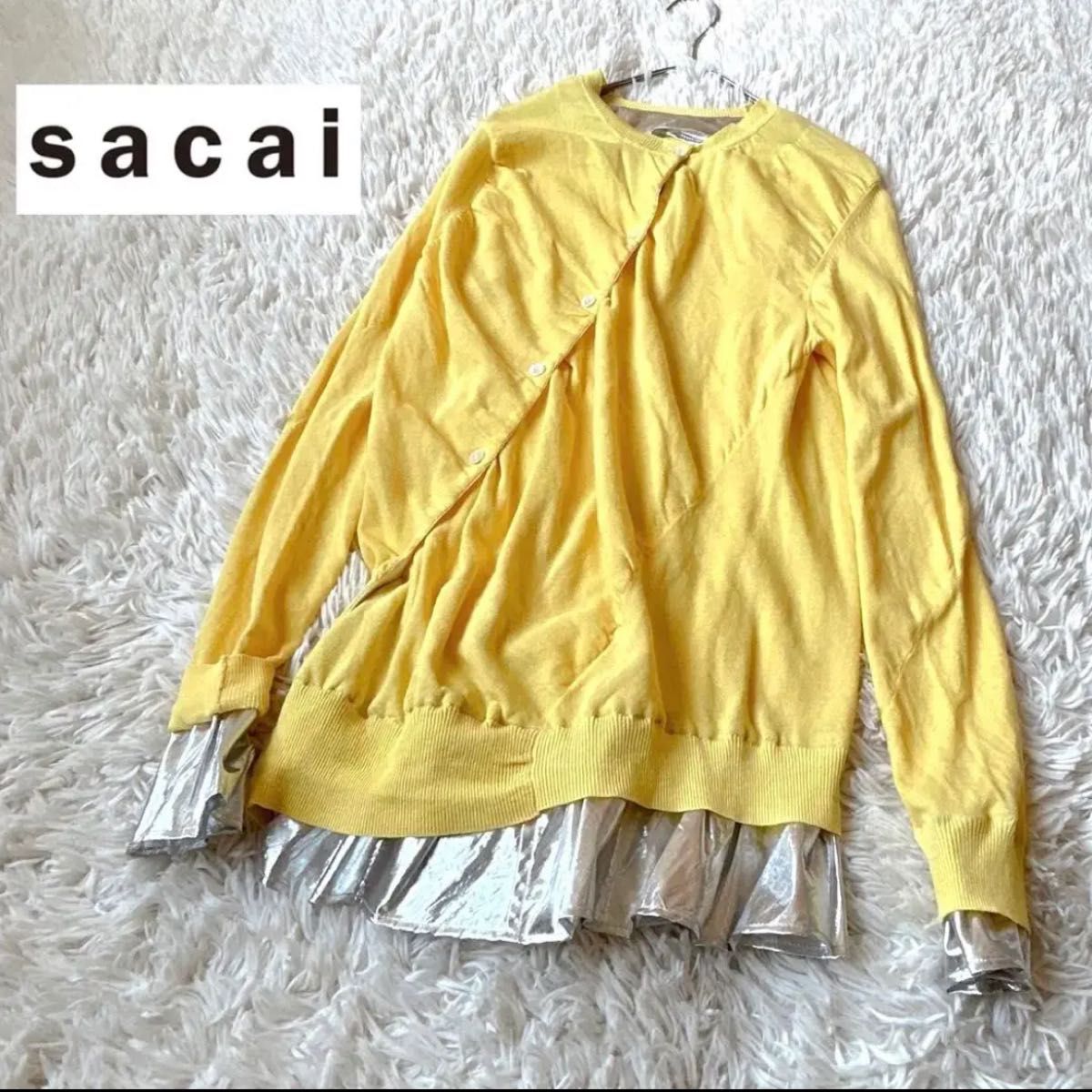 sacai サカイ ドッキング 変形レイヤードカーディガン アシンメトリー