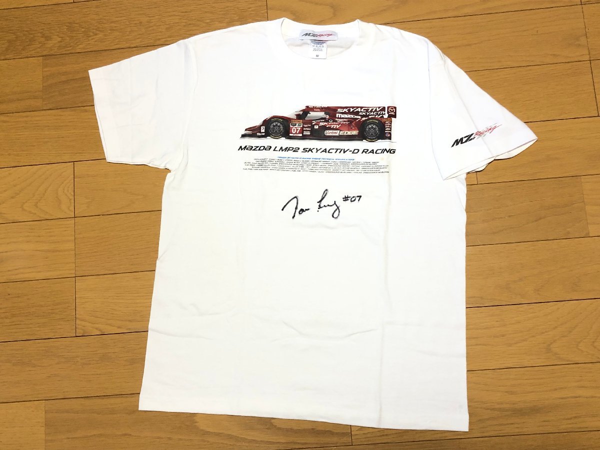 最終値下げ！絶版希少■MZRacing マツダ LMP2 SKYACTIV-D RACING トムロング 直筆サイン Tシャツ 未使用展示品■_画像2