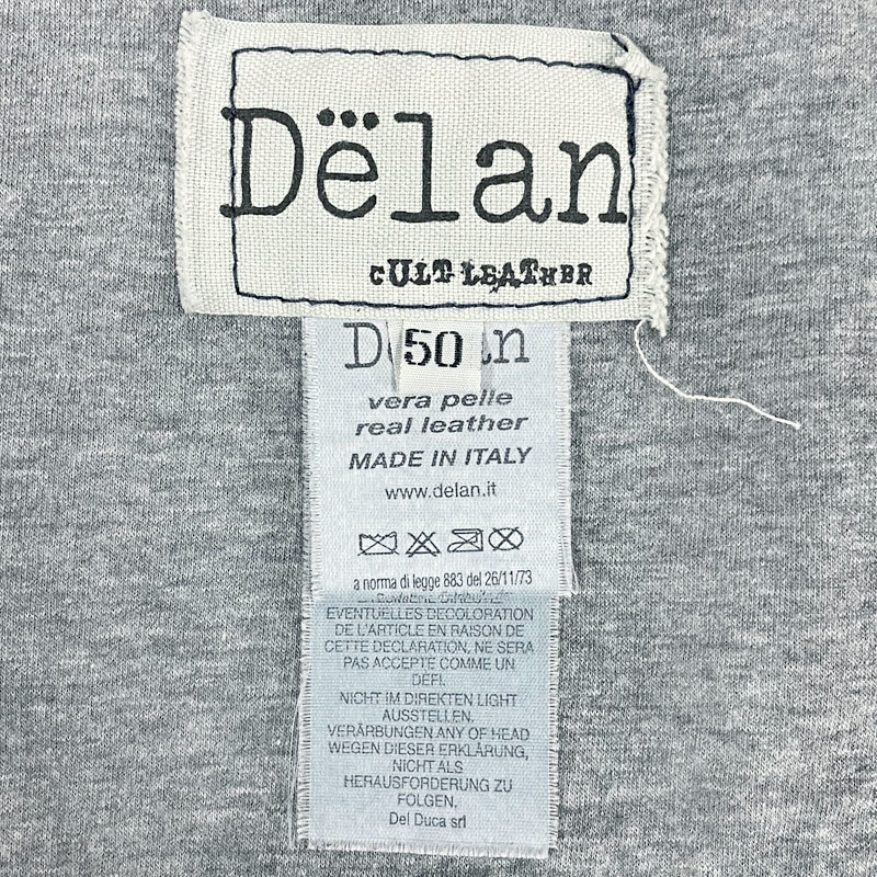 1円～！　【N B106】中古　Delan / デラン　レザー ジャケット　ダブルボタン　本革　イタリア製　ネイビー　メンズ 50_画像6