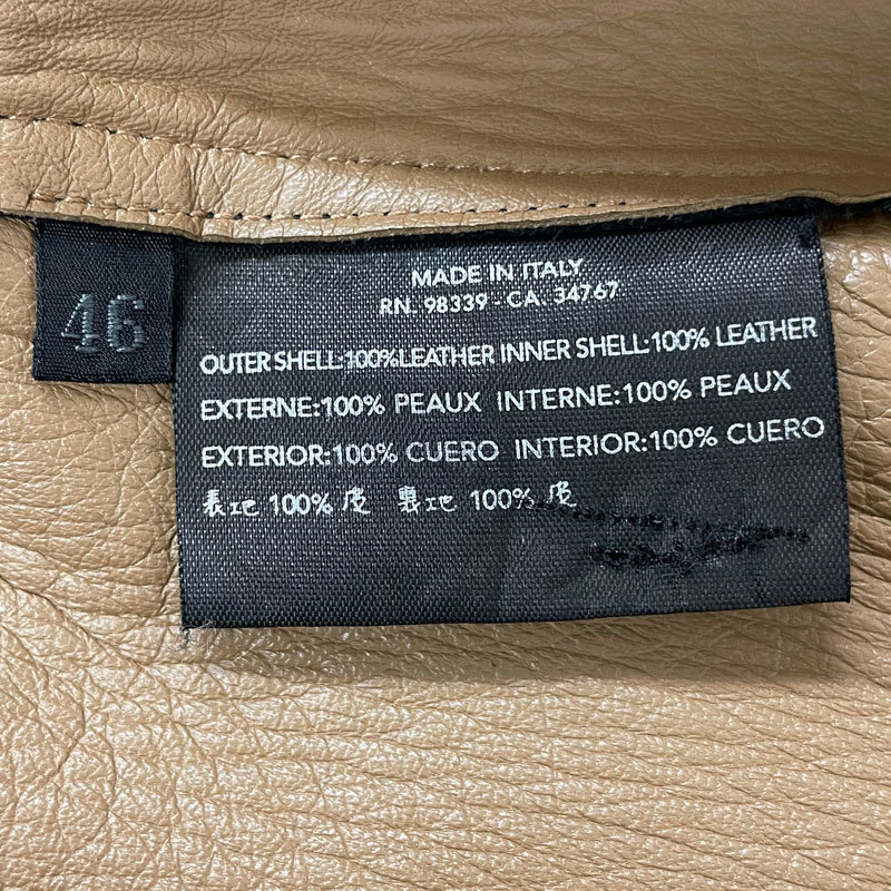 【N B108】中古　PRADA / プラダ　レザー ロング コート　ステンカラーコート　イタリア製　ブラック　メンズ 46_画像5
