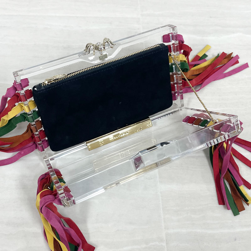 [HM W-4] used Charlotte Olympia / Charlotte o Lynn Piaa fringe attaching bread gong clutch inner pouch .. Spider 