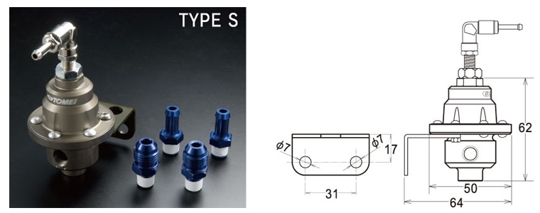 在庫あり即納 東名 TOMEI フューエルプレッシャーレギュレーターType-S 185001 燃圧調整式 FUEL PRESSURE REGULATOR AN6/φ8 燃料ホース_画像6