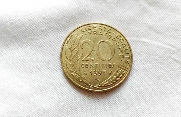 ★海外貨幣・硬貨 フランス　20サンチーム マリアンヌ　1993年_画像2
