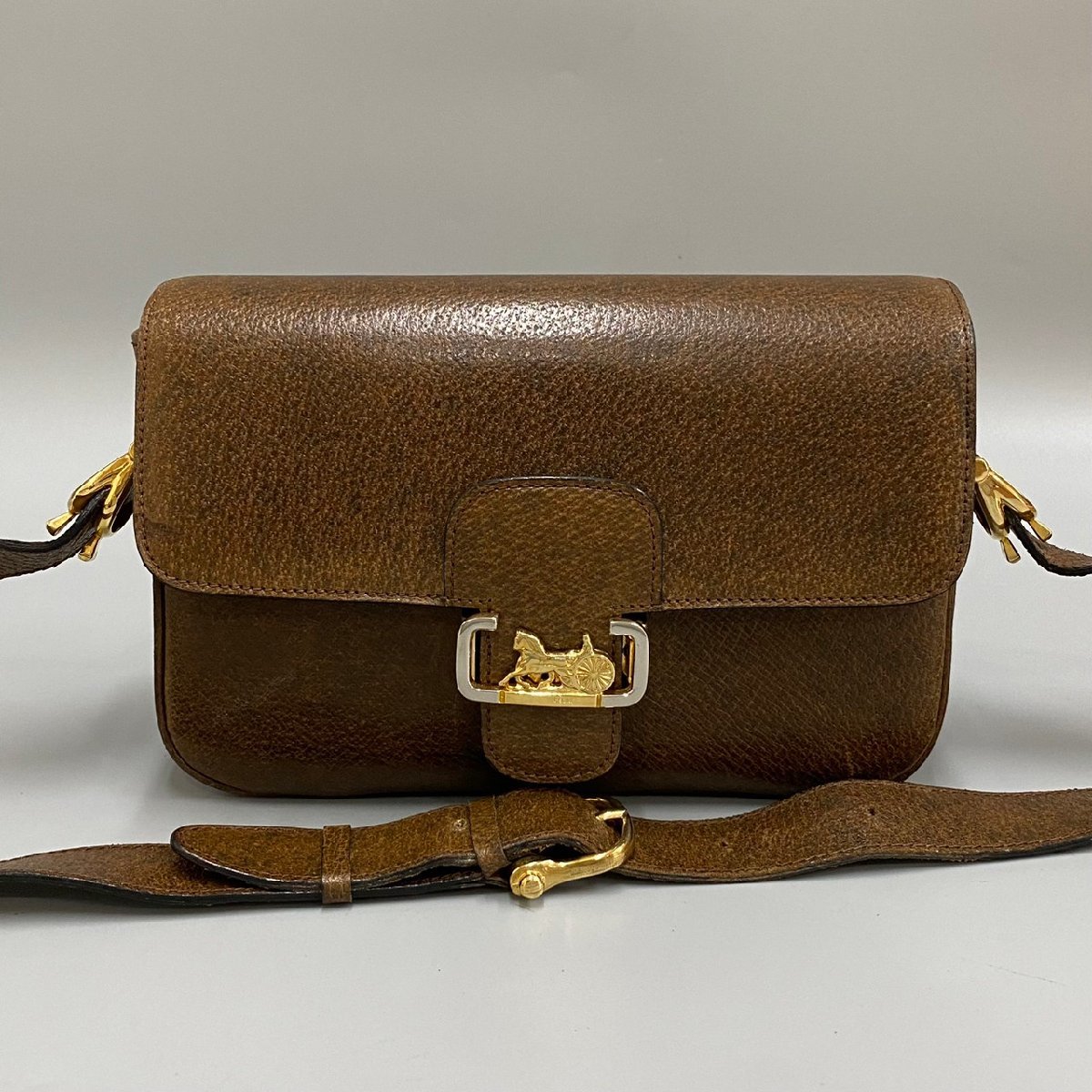 1円 極 美品 CELINE セリーヌ ヴィンテージ 馬車金具 ホースキャリッジ