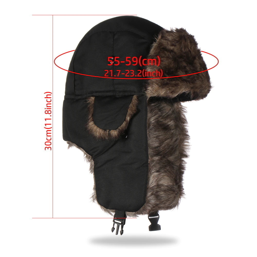 【送料無料】k2040 耐寒帽子　大人用　黒　ロシアン帽　耳当て　イヤーマフ　_画像2
