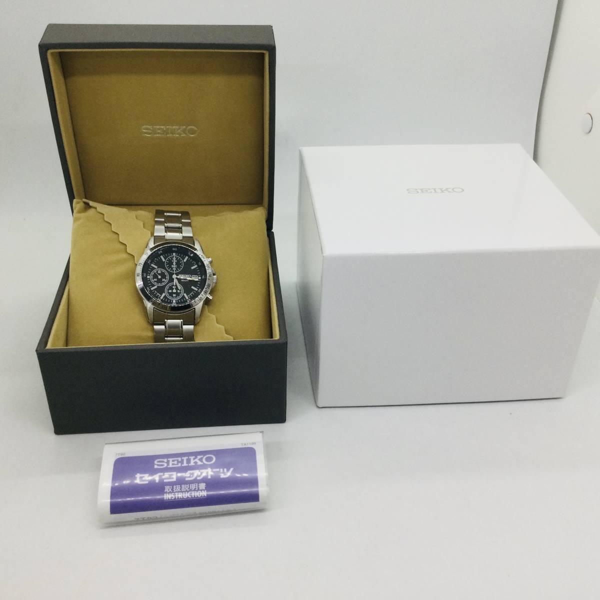 ★1円売切★◎中古品◎ SND367P1 SEIKO メンズ クォーツ クロノグラフ タキメーター ステンレスベルト 逆輸入_画像2