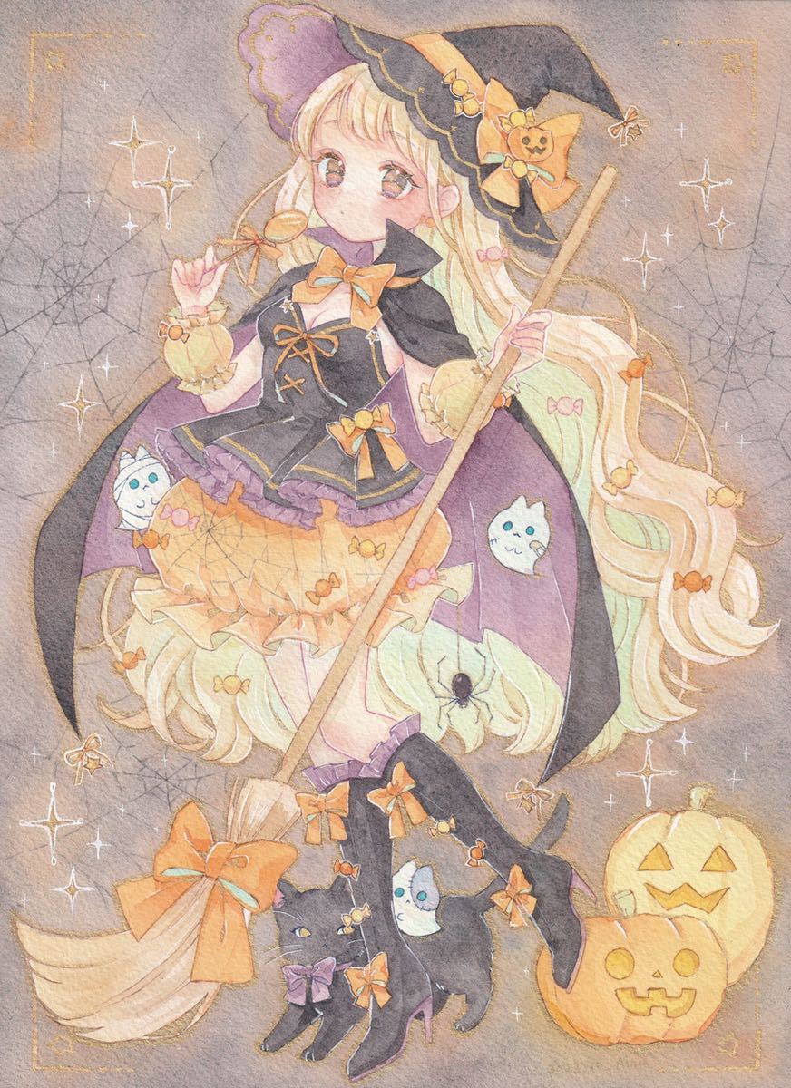 手描きイラスト オリジナル ランプの魔人 褐色 A4水彩紙|手描き 手描きイラスト オリジナル ランプの魔人 褐色 A4水彩紙|手描き
