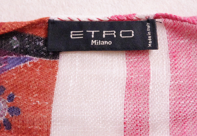 ETRO　エトロ　ストール ショール　ペイズリー刺繍　大判　210×64㌢　ウール オールシーズン使用可　美品_画像6