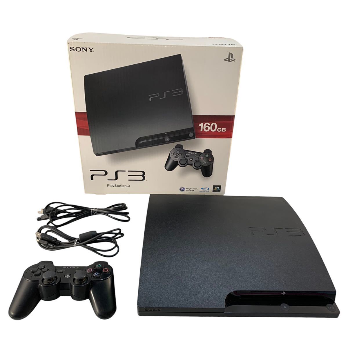 ★美品 通電確認済み SONY ソニー PlayStation3 プレステ3 CECH-3000A 160GB コントローラー 電源コード USBケーブル 箱 中古品 管理I862_画像1