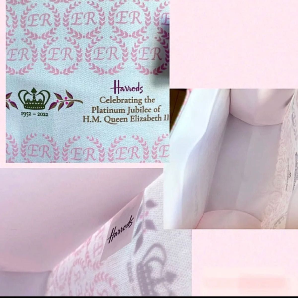 ハロッズ エリザベス女王 プラチナジュビリー トートバッグS ピンク