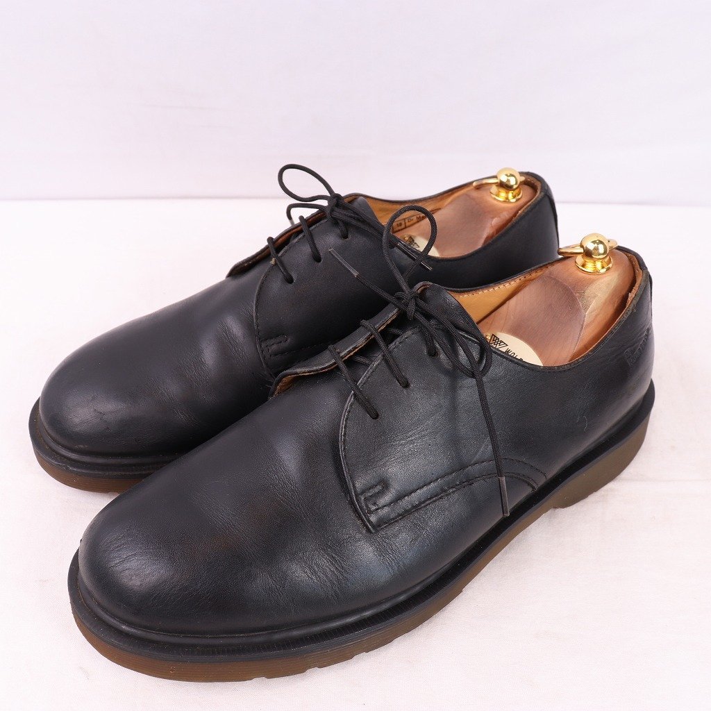 ドクターマーチン UK9/27.5cm-28.0cm/3ホール 黒 ブラック メンズ ブーツ dr.martens 中古 古着 レザー dm3869