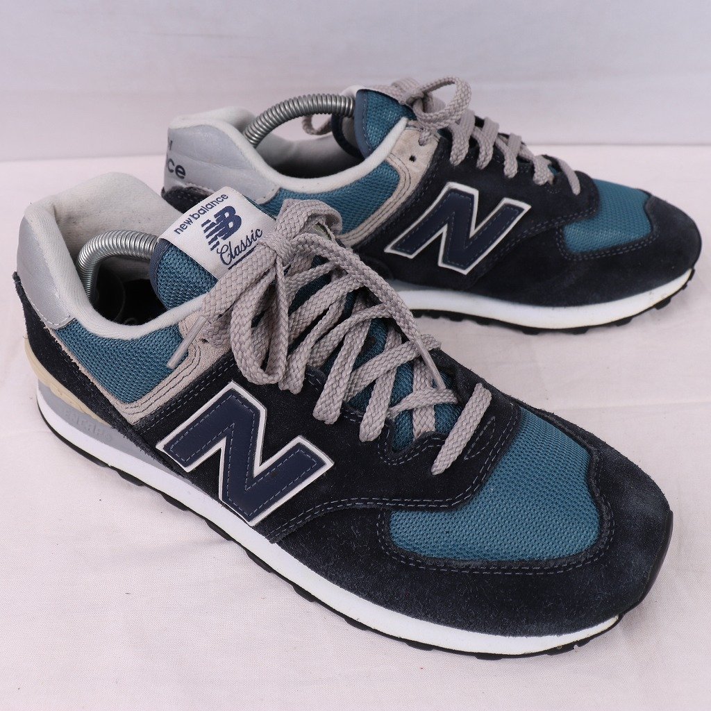 574 ニューバランス 27.0cm/new balance 紺 ネイビー グレー 灰色 白 中古 古着 スニーカー メンズ yy8073_画像6