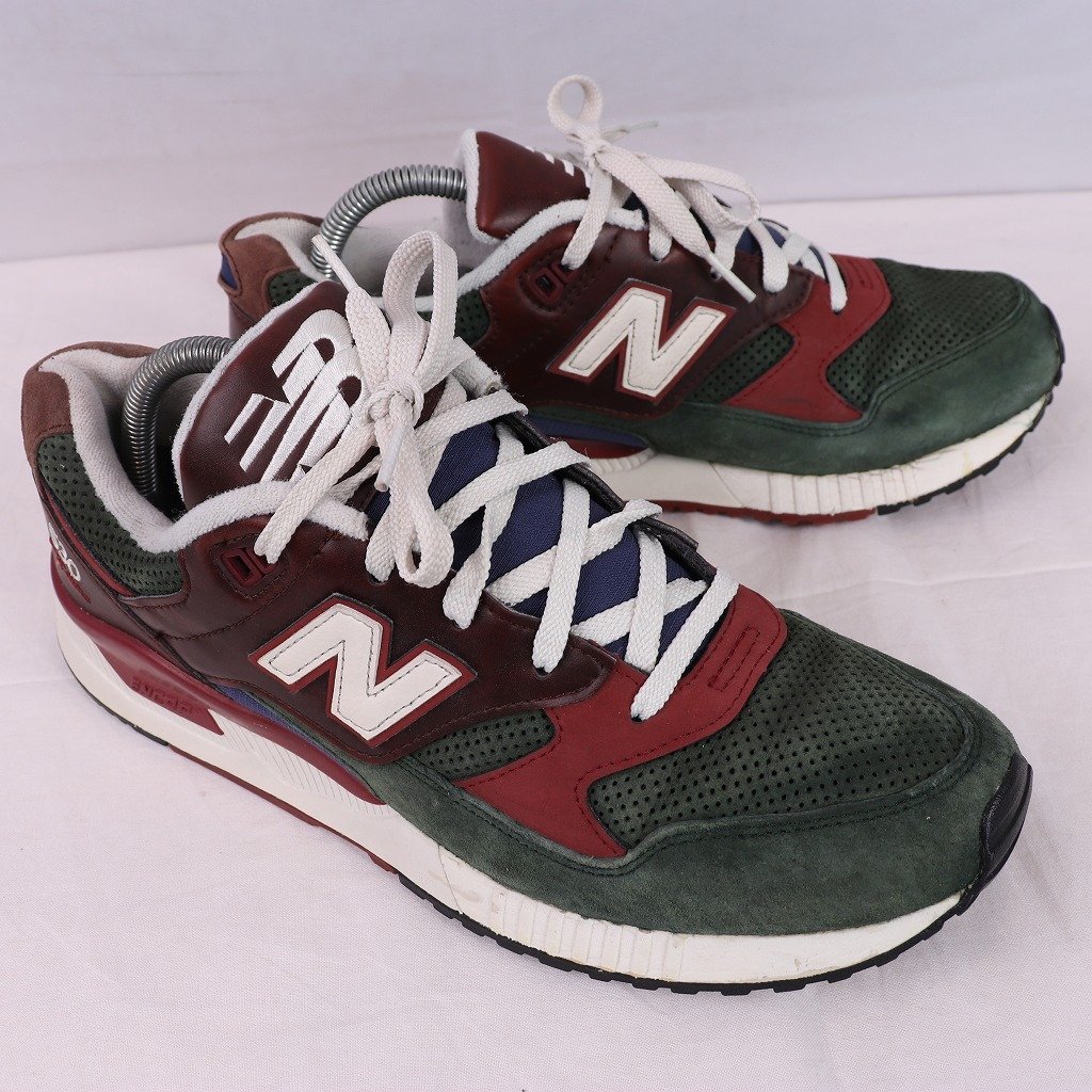 530 ニューバランス 27.0cm/new balance 緑 グリーン エンジ 白 中古 古着 スニーカー メンズ yy8075_画像6