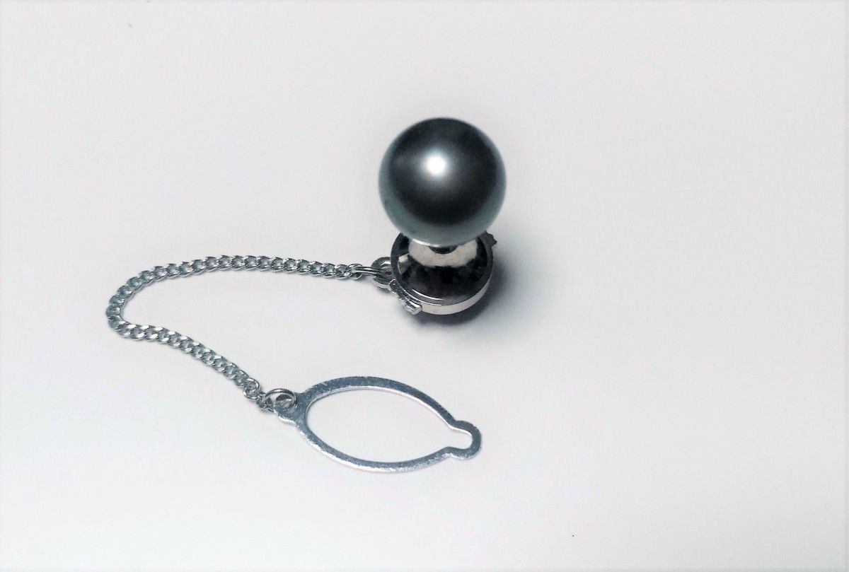 新品 鑑定済み 絶品 タヒチブラックパール 11mm 天然真珠 PT900 ネクタイピン プラチナ レア メンズアクセサリー 希少