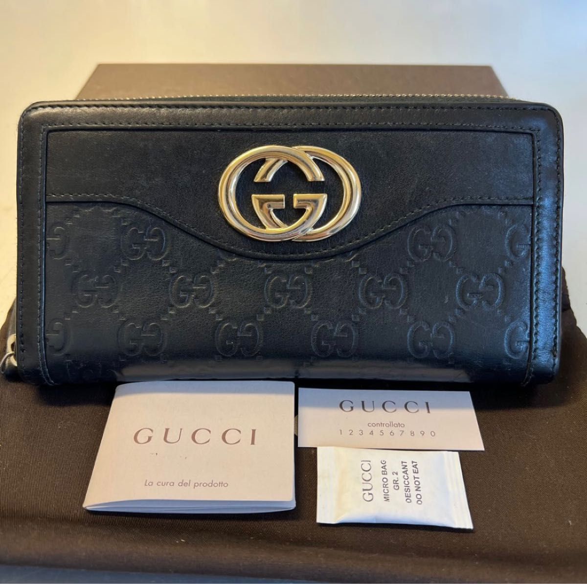 新品同様 グッチ GUCCI 財布 長財布 シマレザー コンチネンタル