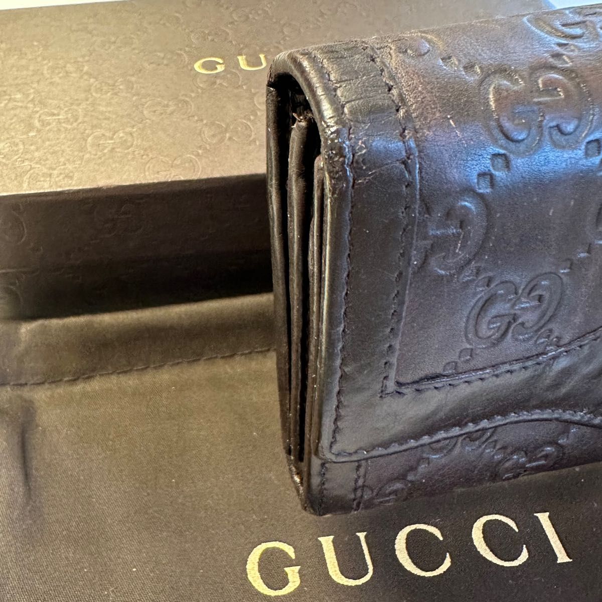 未使用に近い グッチ GUCCI 財布 長財布 シマレザー コンチネンタル