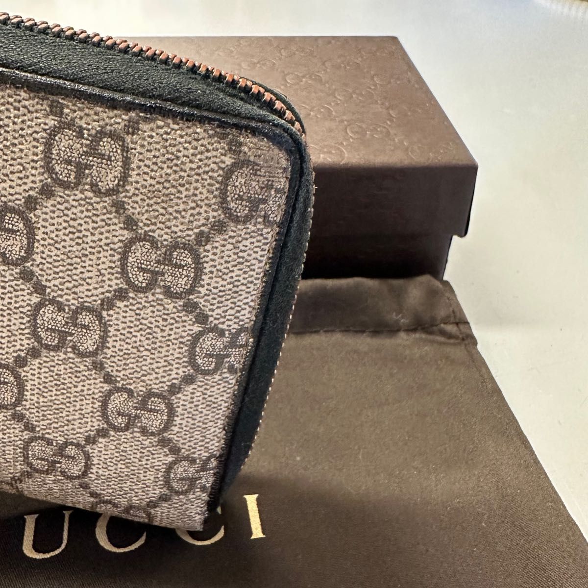 未使用に近い‼️ グッチ GUCCI 財布 長財布 シマレザー ラウンド