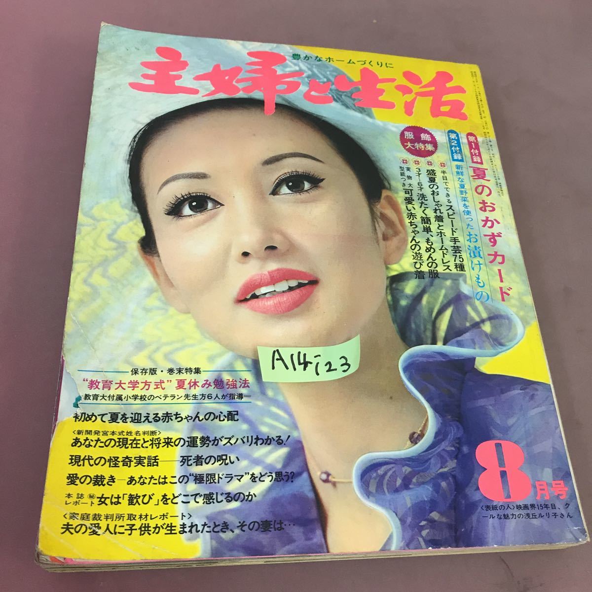 A14-123 主婦と生活 1970.8 主婦と生活社 スピード手芸75種 盛夏のおしゃれ着とホームドレス 他 付録無し 折れあり_画像1