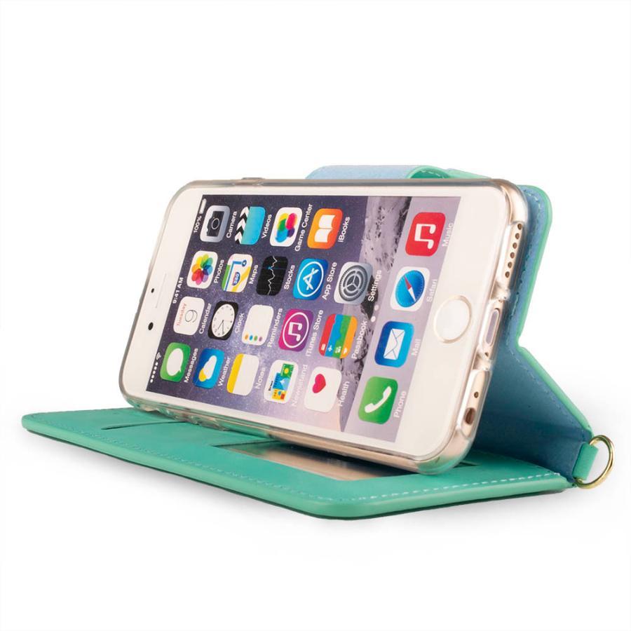 iPhone12mini ケース 手帳型 おしゃれ 12mini カバー 鏡付 可愛い ストラップ アイフォン12ミニ かがみ グリーン 緑 コンチョ 送料無料 安_画像4