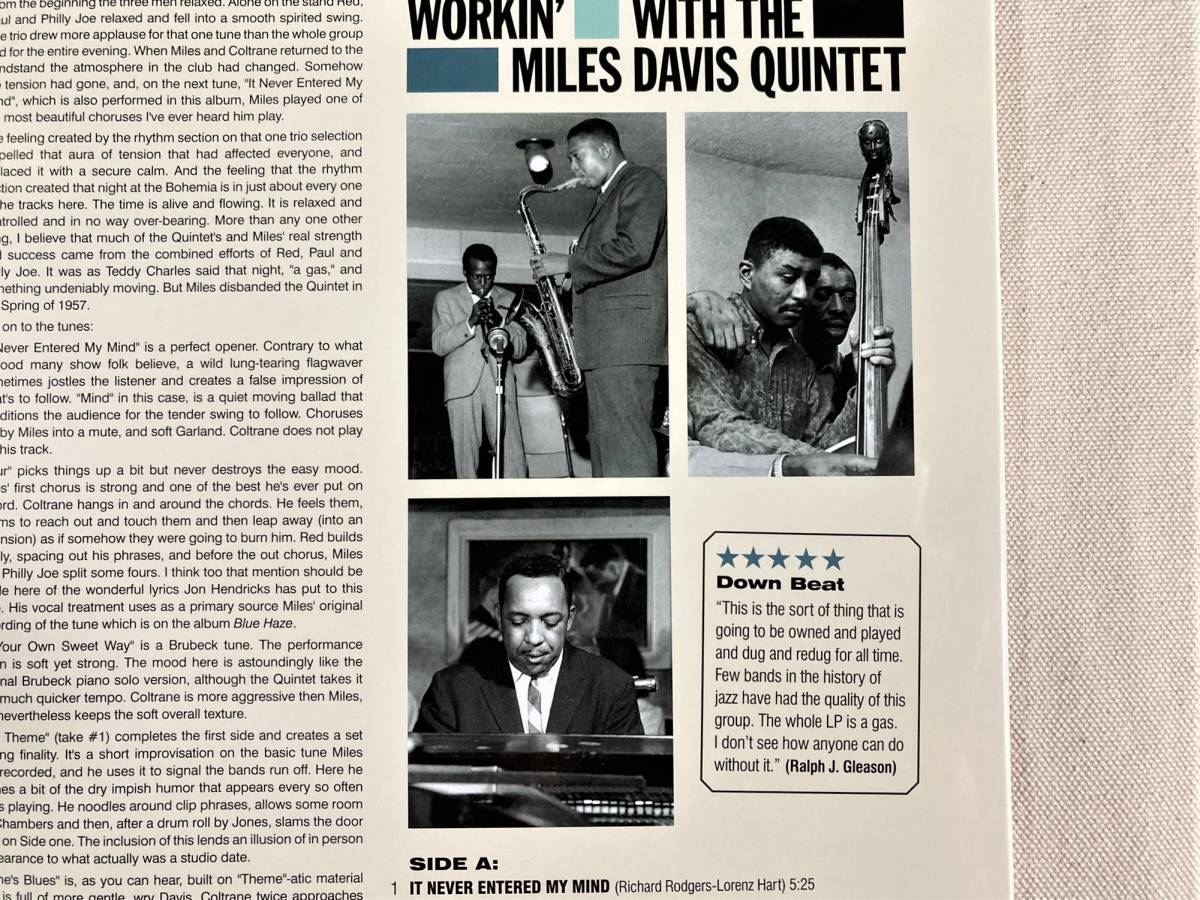 未開封　送料500円　マイルス・デイヴィス　ワーキン Workin' With the Miles Davis Quintet　EU盤　限定盤　180g重量盤　美品 希少品 1LP_画像5