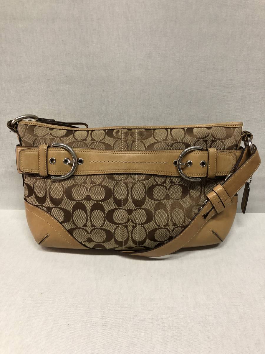 中古☆COACH/コーチ☆斜めがけショルダーバック☆シグネチャー☆レザー_画像1