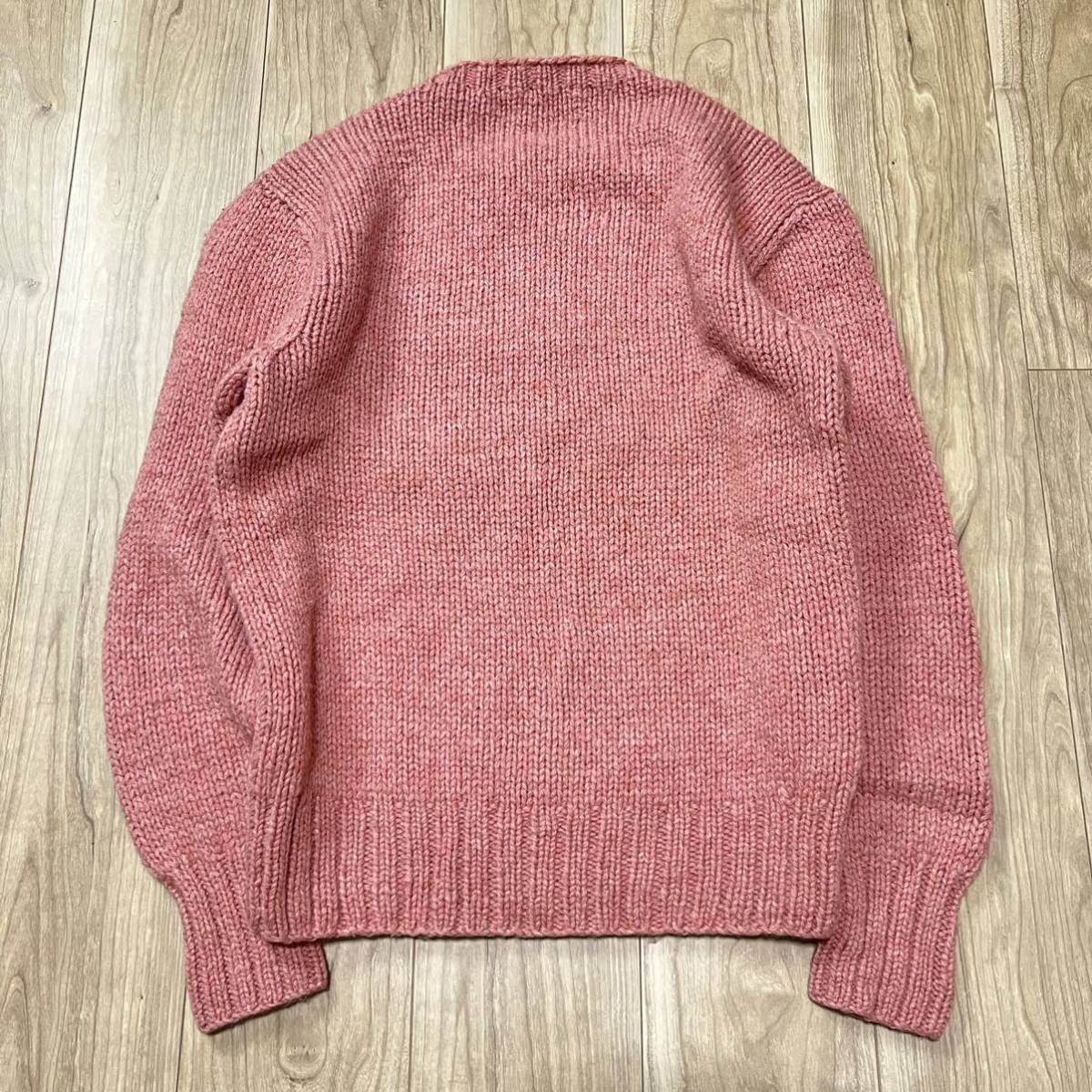 【手編み】レアカラー POLO by Ralph Lauren ポロバイラルフローレン HAND KNIT 長袖 ニット セーター ピンク メンズ サイズM 厚手 R-5083_画像4