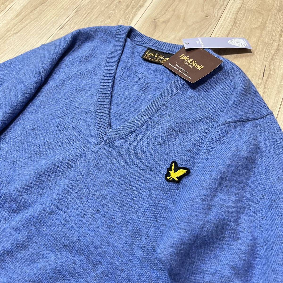 ★本場スコットランド製★新品未使用品 Lyle&scott ライルアンドスコット 長袖 ニット セーター メンズ Vネック サイズXOS XL R-5150_画像2