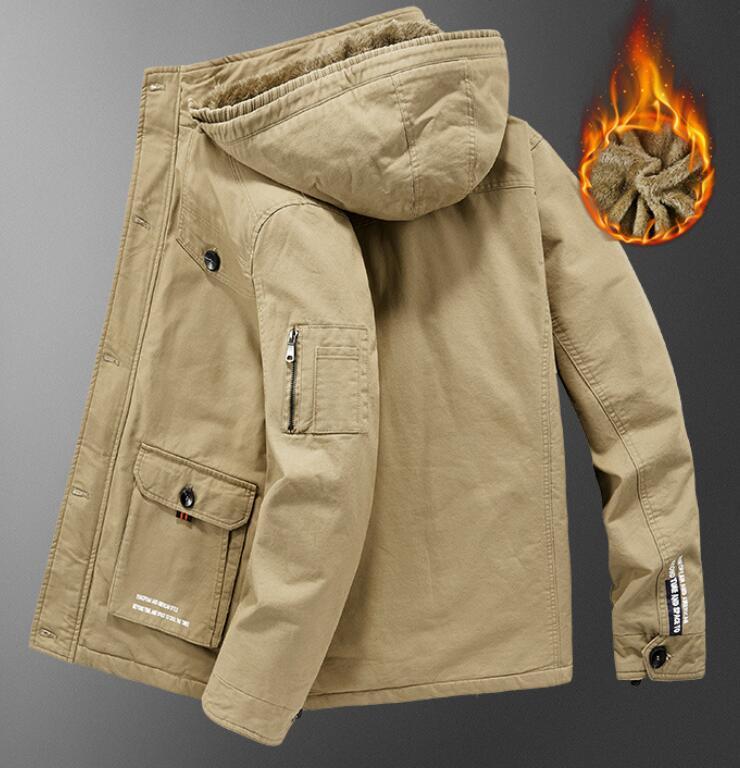 メンズ 中綿ジャケット 綿服 中綿入り コー ト ミリタリージャケット ファー付き ブルゾン 裏起毛 アウター 大きいサイズあり M~6XL_画像4