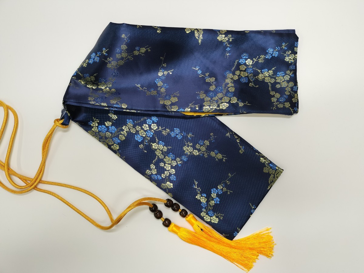 DA02 剣袋 刀袋 新しいデザイン 梅図 青色 絹 刀装具 日本刀道具の画像2