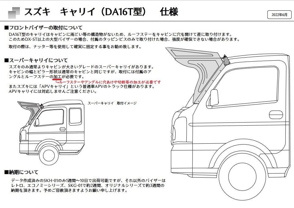 シモタニ製　軽トラ用　フロントバイザー　レトロシリーズ　DX-II　鏡面仕様　キャリイ・ハイゼット対応_画像4