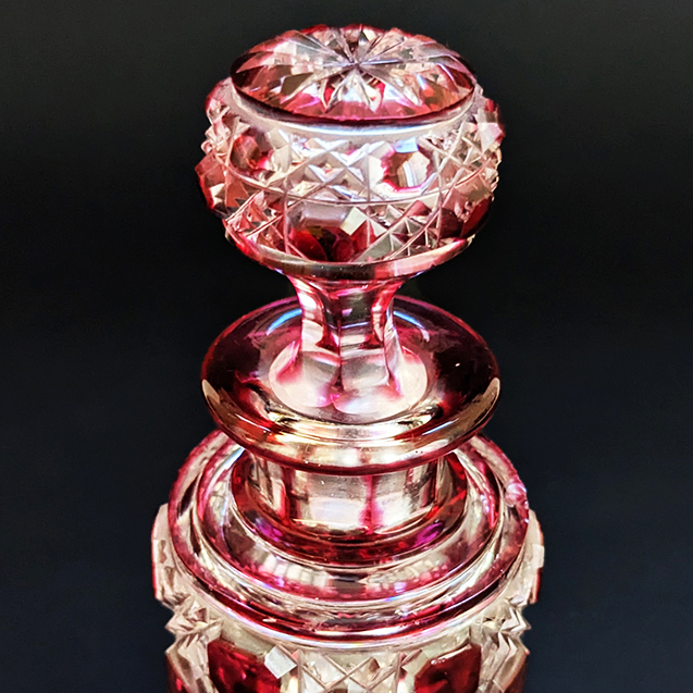 ◆大きなサイズ 高14cm オールドバカラ ディアマン ピエーリー 香水瓶 赤色 ダイヤモンド フランス アンティーク 素晴らしい輝き AA_画像2