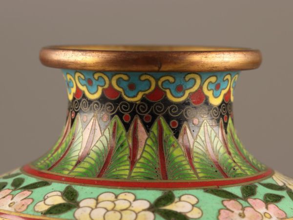 中国古玩 唐物 古七宝 七宝焼 花瓶 時代物 極上品 初だし品 C0354-