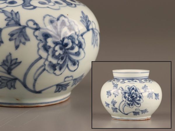 古美術 朝鮮古陶磁器 李朝 染付 壷 時代物 極上品 初だし品 C2407-