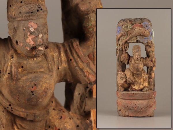中国古玩 唐物 仏教美術 時代木彫 彩色 仏像 時代物 極上品 初だし品 C2480