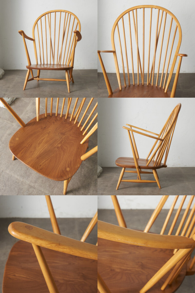 IZ73438F★イギリス ercol グランドファザーズ チェア 英国 ヴィンテージ 安楽 椅子 アームチェア ソファ 木製 ラウンジチェア アーコール_画像6