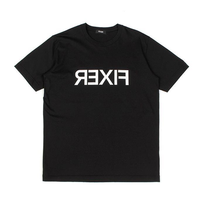 希少 新品 ■ FIXER FTS-03 Reverse Print Crew Neck T-shirt Black 反転 プリント Tシャツ フィクサー ■ ブラック　Mサイズ