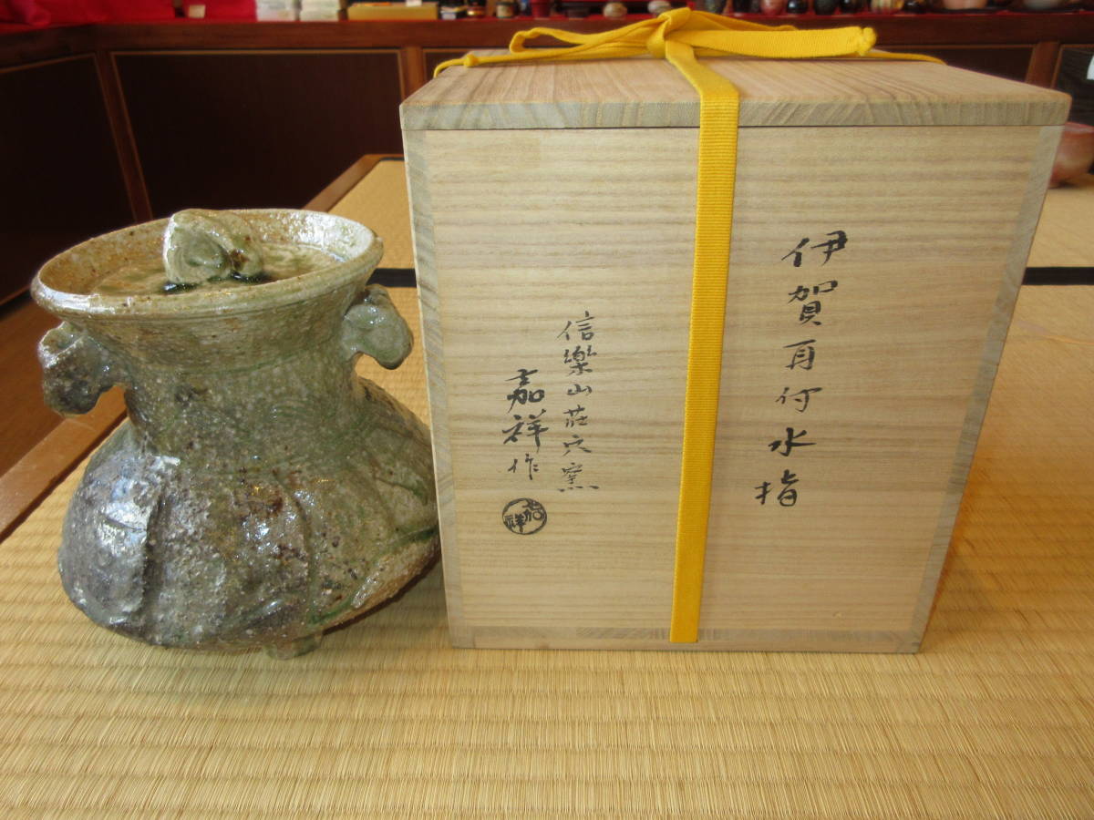 逢絢亭】茶道具 水指 信楽焼 伊賀耳付 森岡嘉祥 共箱入り | contifarma.pe