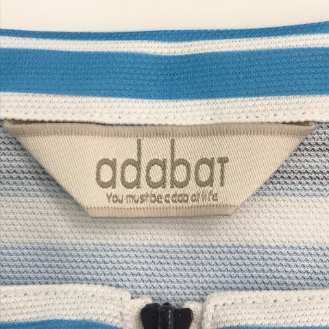 【美品】ADABAT アダバット ハーフジップ 半袖Tシャツ ボーダー柄 ブルー系 48 [240101039988] ゴルフウェア メンズ_画像5